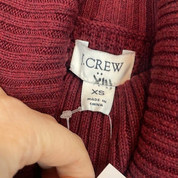 NWT J.Crew Burgundy Waffle Knit Textured Turtleneck Sweater XS - Picture 5 of 9